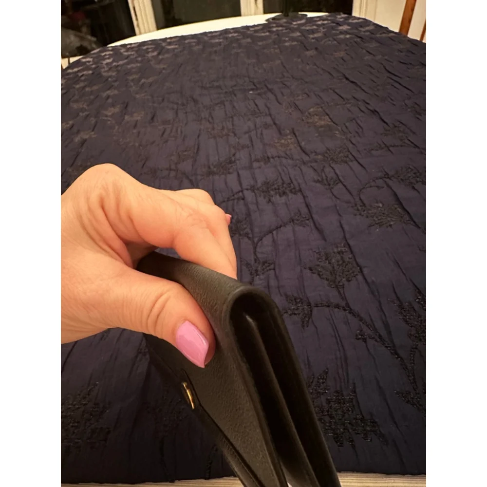 Dior Black Leather Honeycomb Long Wallet